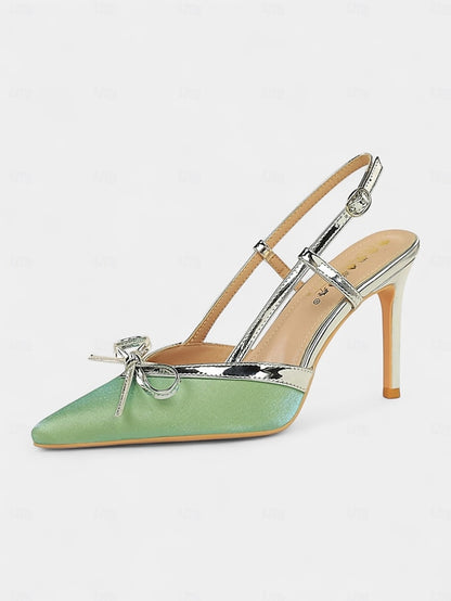 - Slingback Women's and Red Stiletto Green Heels Pointed