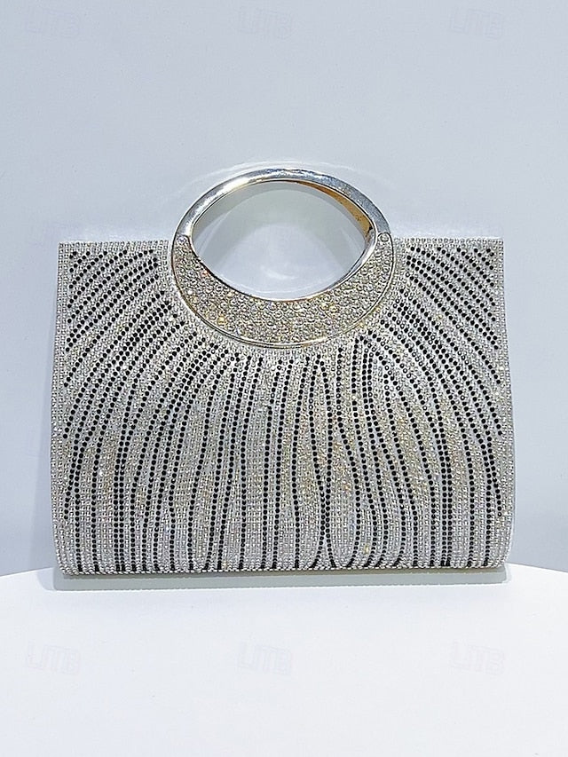 – Bag Round Evening Rhinestone Handle with Clutch Women's
