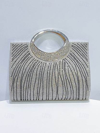– Bag Round Evening Rhinestone Handle with Clutch Women's