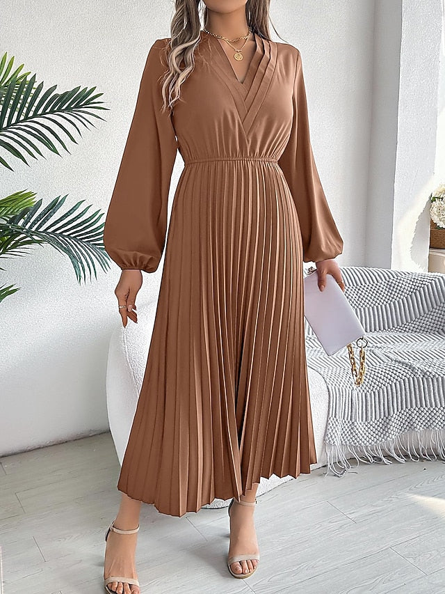 Women's Work Dress Satin A Line Dress Fashion Office Long