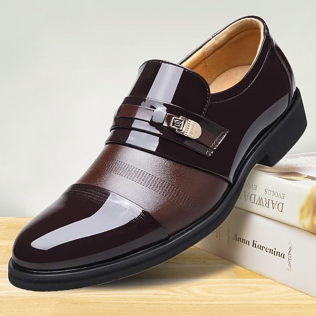 Loafers with Brown Faux Men's Leather Patent