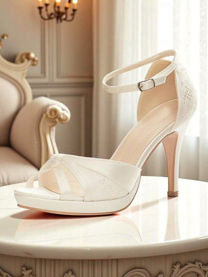 Women's Peep Pink Sandals Satin Elegant High with Heel Toe