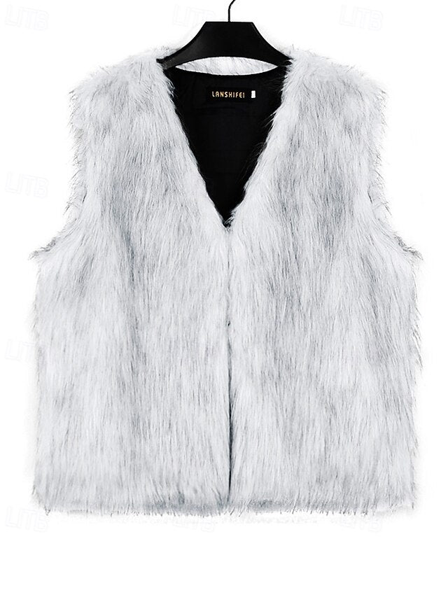 Women's Coat Comfortable Faux Fur Furs Leathers Vest