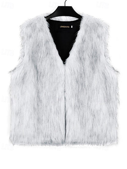 Women's Coat Comfortable Faux Fur Furs Leathers Vest