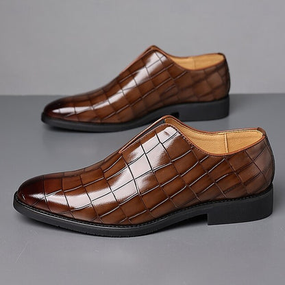 Burgundy Men's Shoes Slip-On Crocodile – Pattern