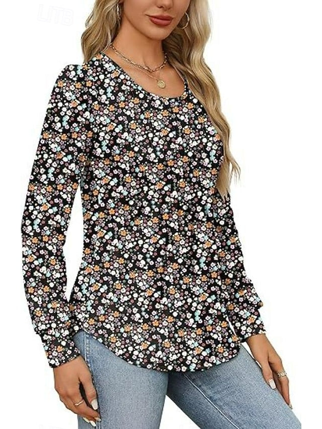 Women's Shirt Blouse Ruched Solid Color Basic Casual Long
