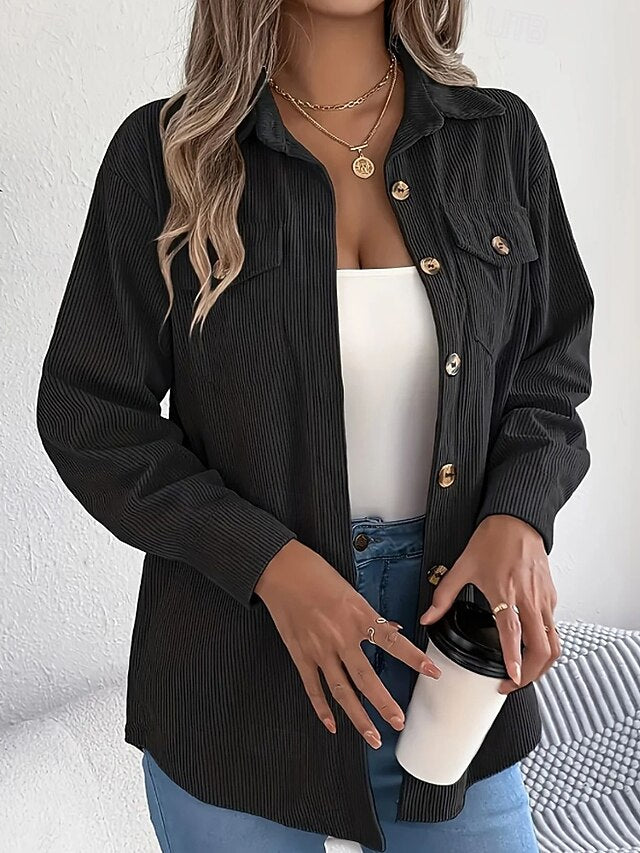 Women's Shirt Texture Blouse Blouse Pocket Buttons Plain