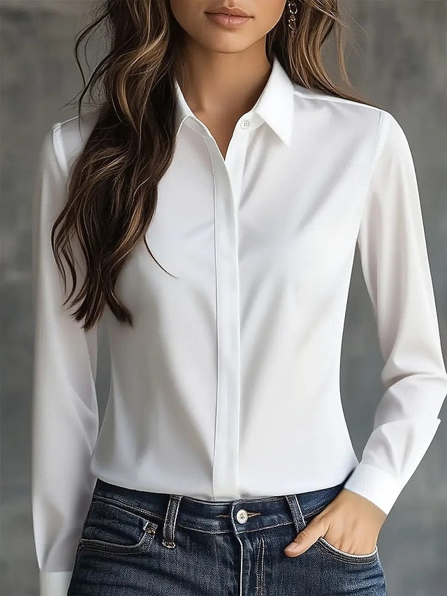 Women's Elegant Dressy Satin Top Blouse Plain Elegant Daily