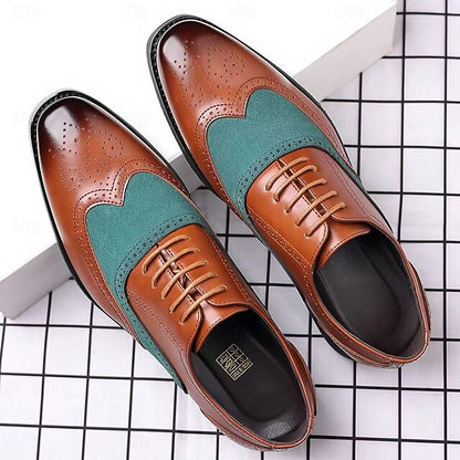 Brown Oxford Men's Shoes Green and – Wingtip in Two-Tone