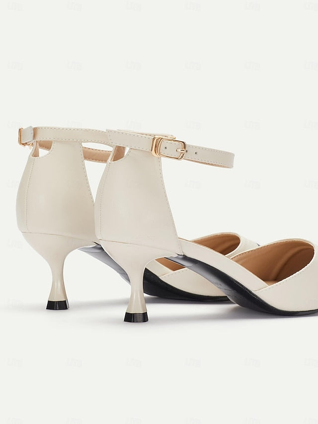 Heel Stylish Kitten Two-Tone Women's Toe Pointed Ankle