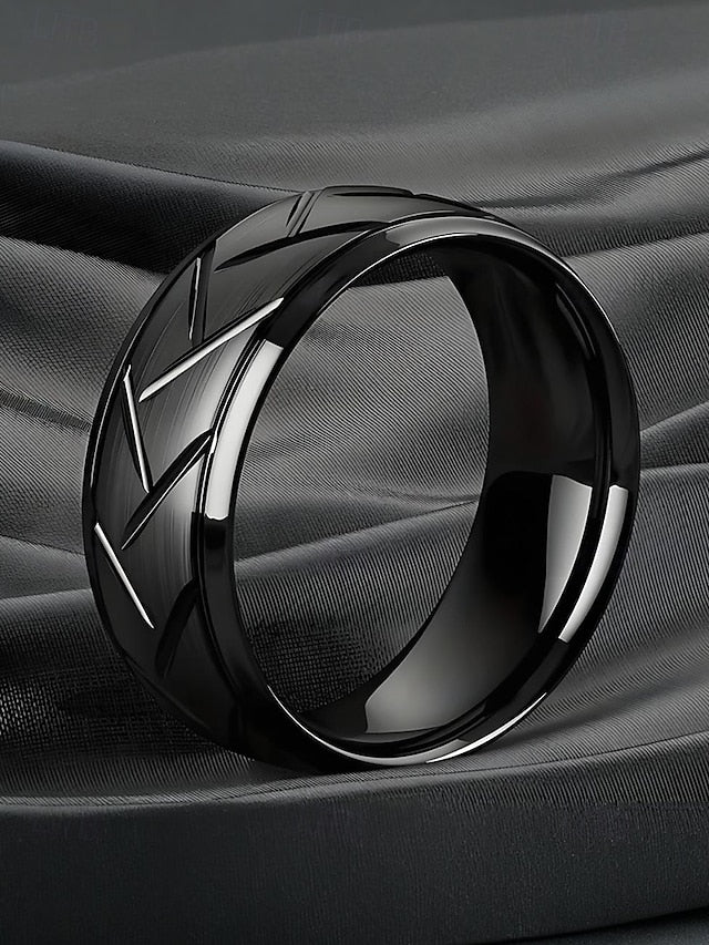 Stainless – Pattern Rings Modern Steel Men's Geometric