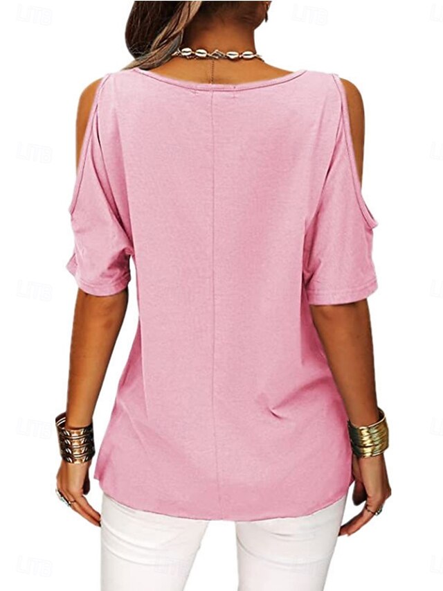 Women's T Shirt Tee Top Criss-Cross Hollow Out Plain
