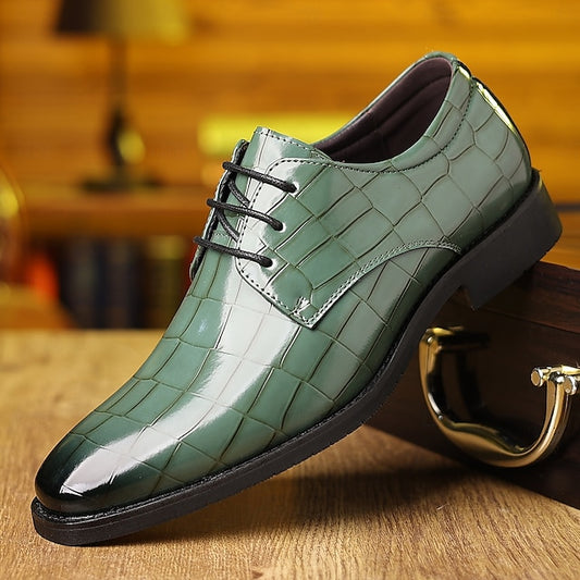 Faux Crocodile Leather – Shoes Print Oxford Green Men's