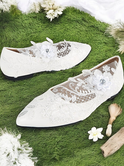 Shoes and Floral Mesh Wedding with Design Lace White Appliqué