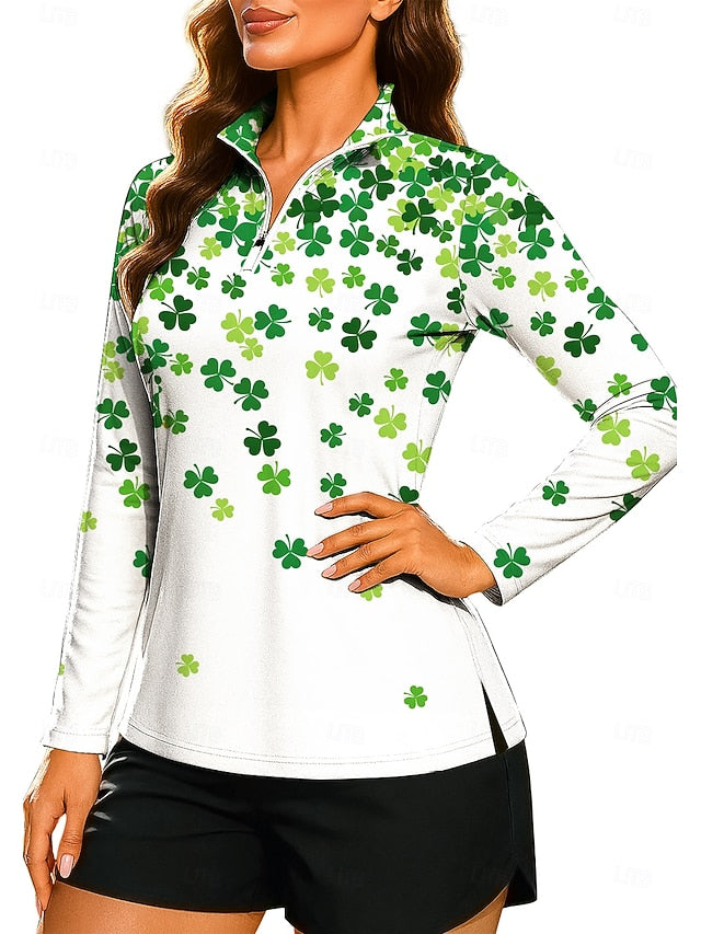 St. Patrick Women's Gradient Clover Sweatshirt Polo