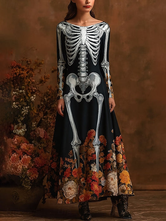 Women's Skeleton Maxi Dress Sheath Dress A Line Dress