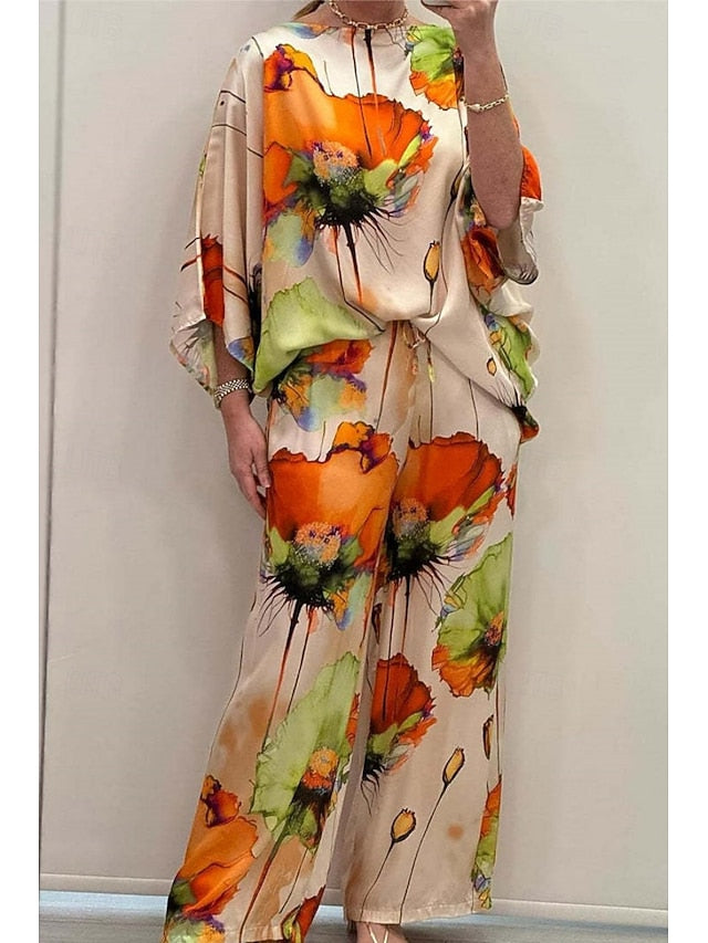 Women's 2 Pieces Vacation Streetwear Daily Pants Sets 3/4