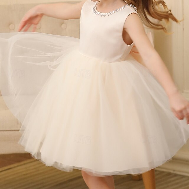 Wedding Dress Sleeveless Color Party Kids Girls' Solid
