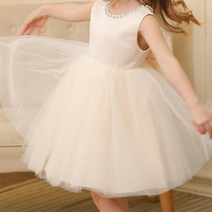 Wedding Dress Sleeveless Color Party Kids Girls' Solid