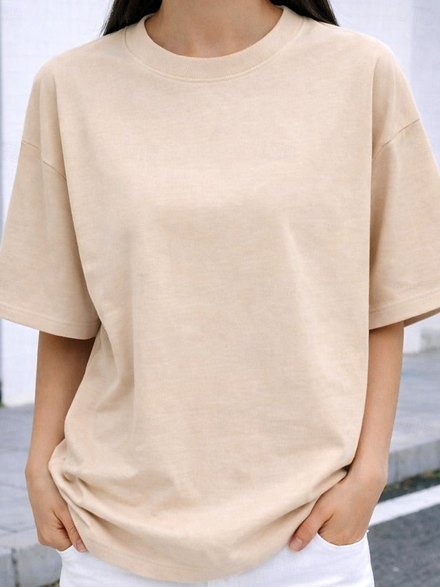 Women's Oversized T Shirt Tee 100% Cotton Solid Color