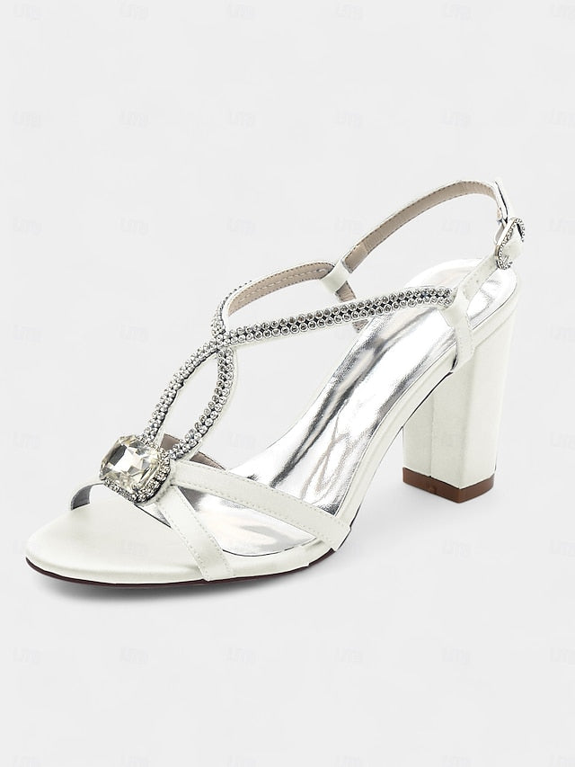 Rhinestone Sandals Blue Royal Satin – Elegant Women's