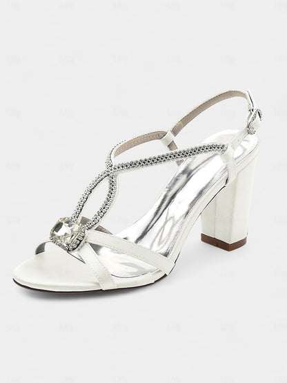 Rhinestone Sandals Blue Royal Satin – Elegant Women's