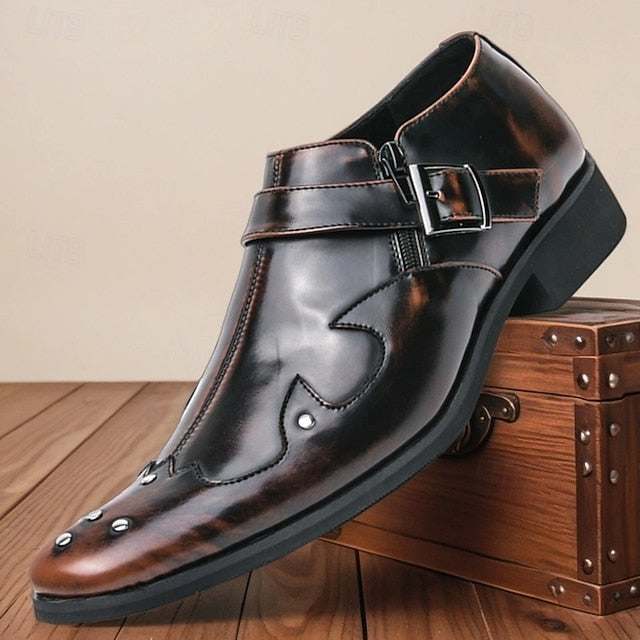 Strap Black Shoes Monk – Men's Leather Formal