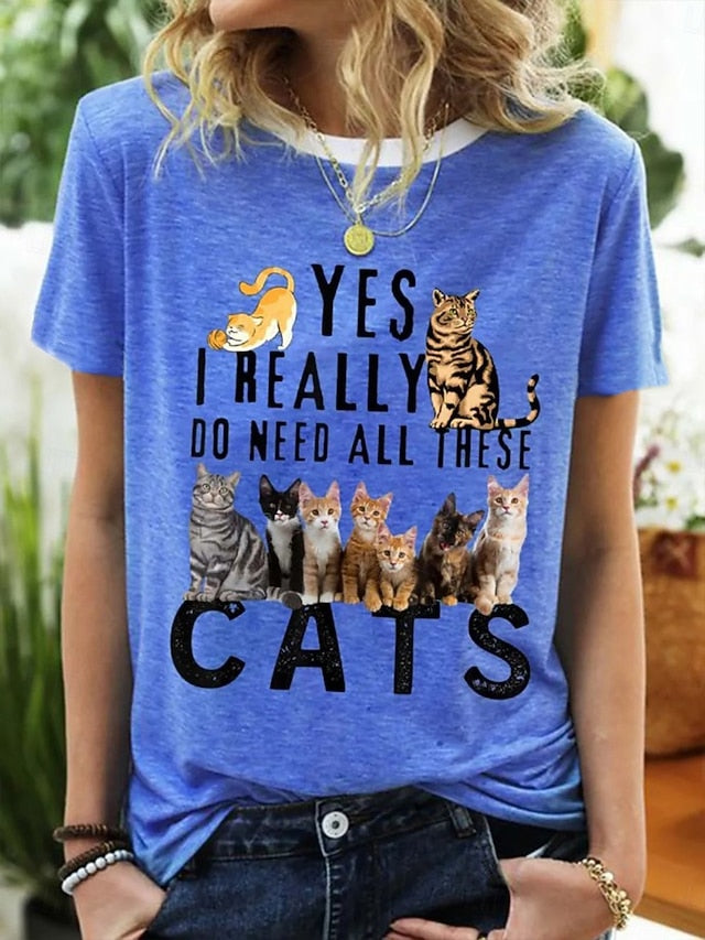 Women's T Shirt Print Graphic Animal Letter Vintage Stylish