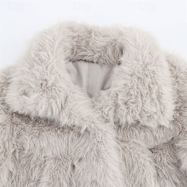 Women's Fur Furs Comfortable Coat Warm Buttons Faux