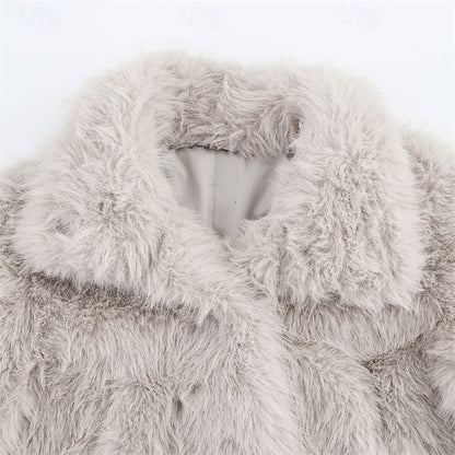 Women's Fur Furs Comfortable Coat Warm Buttons Faux