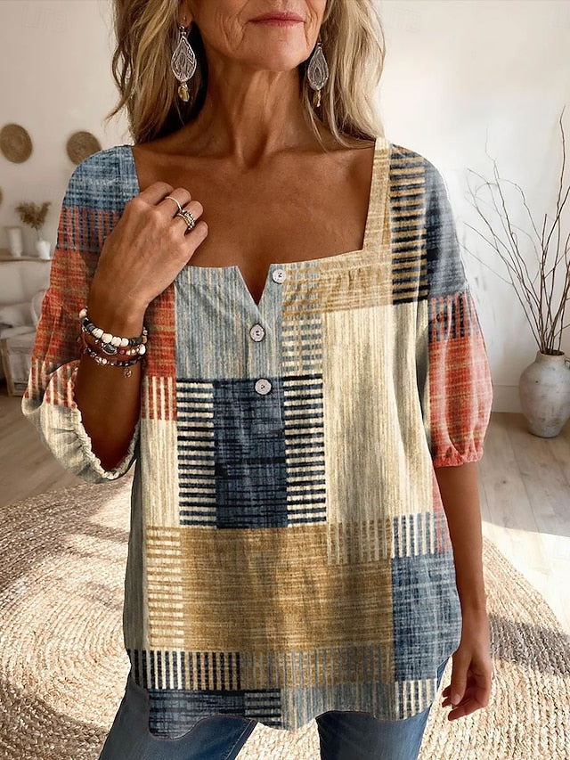Women's Blouse Print Graphic Geometric Daily Stylish Basic