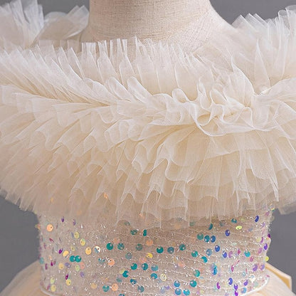 Sleeveless Flower Party Girls' Girl Sequin Kids Dress