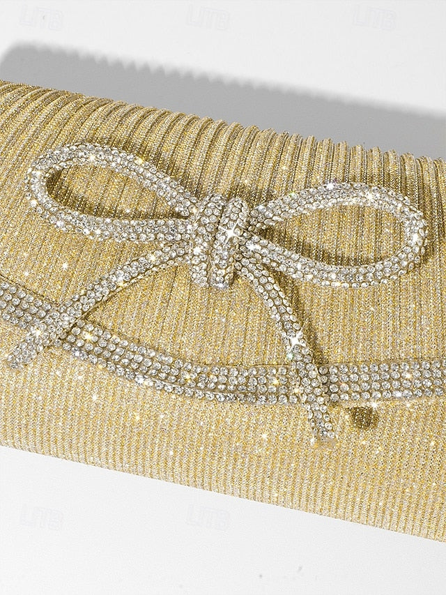 Accent Clutch Blue Glitter Bow Purse Rhinestone with