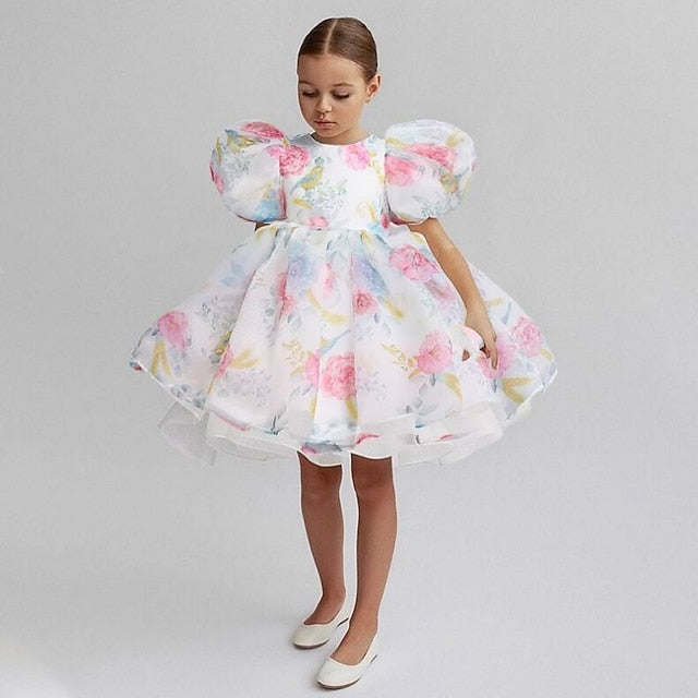 Dress Girl Color Solid Party Flower Girls' Kids