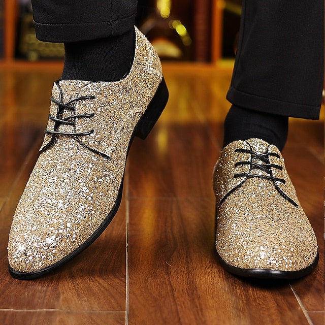 Lace-up Shoes Bold Men's Glitter Party – Statement Purple