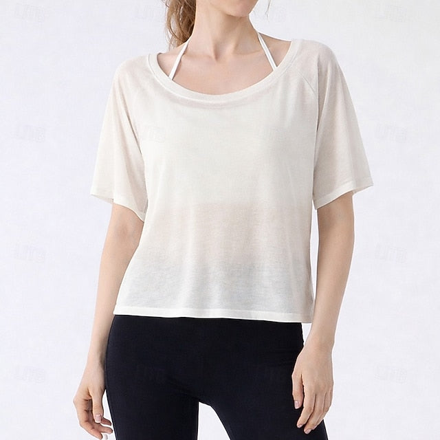 Women's Tee Sports T-Shirt Solid Color Elegant Cute Casual