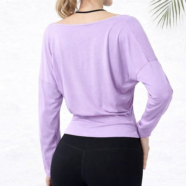 Women's Tee Sports T-Shirt Elastic Waist Solid Color