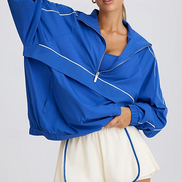 Women's Sport Jacket Half Zip with Pockets Long Sleeve Top