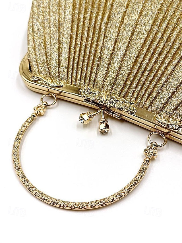 Glitter Clutch Pleated Vintage with Purse Evening Women's