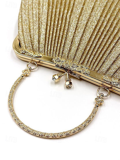 Glitter Clutch Pleated Vintage with Purse Evening Women's