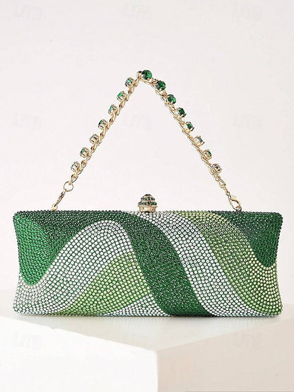 with Strap Crystal Bag Chain Clutch Evening Women's