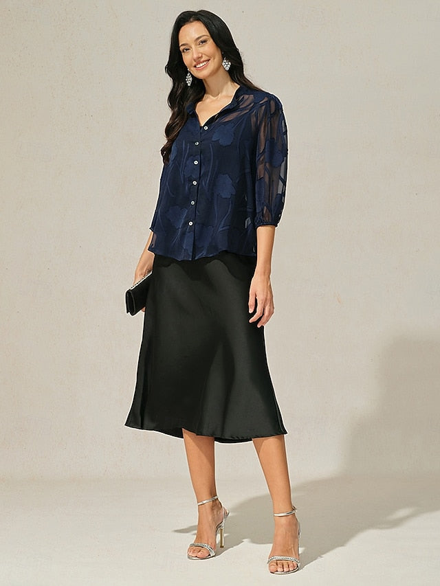 Women's Blouse Button-Up Shirt with Camisole Floral