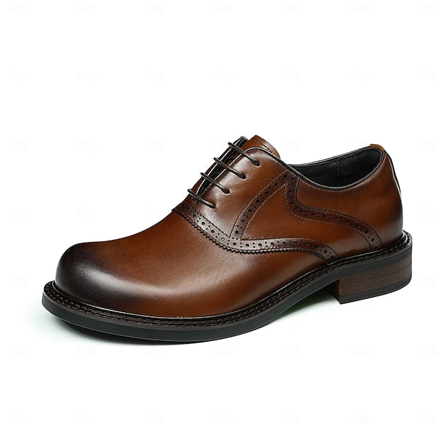 Layer First Leather Oxford Shoes- Genuine Men's