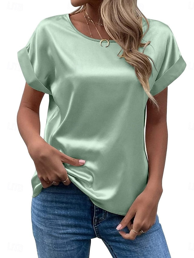 Women's T Shirt Plain Fashion Basic Modern Short Sleeve