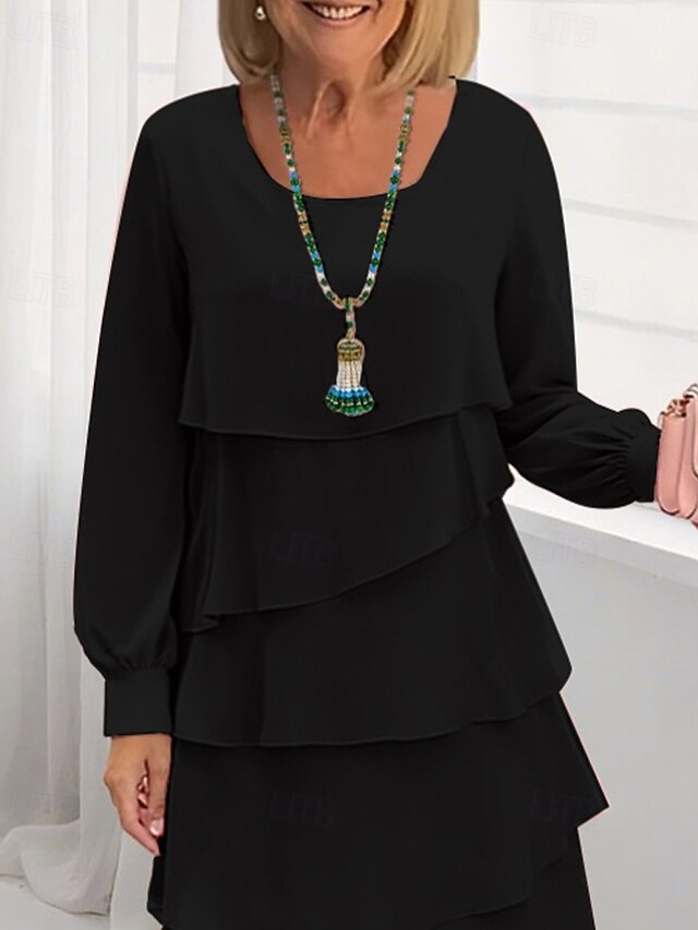 Women's Mini Dress Black Dress Tiered Dress Fashion Modern