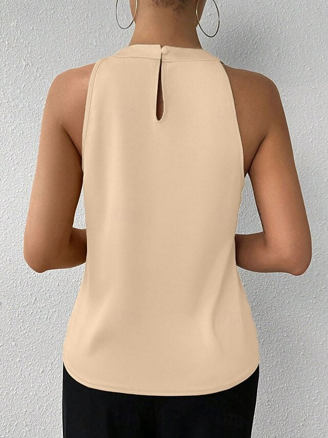 Women's Elegant Satin Top Satin Shirt Camp Collar Shirt
