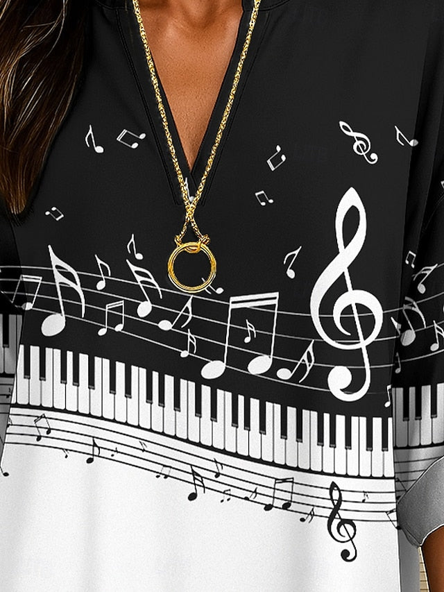 Music Festival Women's Blouse Linen Like Breathable