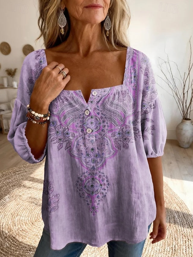 Women's Blouse Print Graphic Paisley Daily Stylish Basic