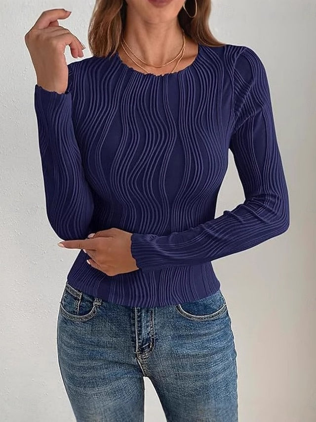 Women's Blouse Ruched Buttons Solid Color Elegant Stylish