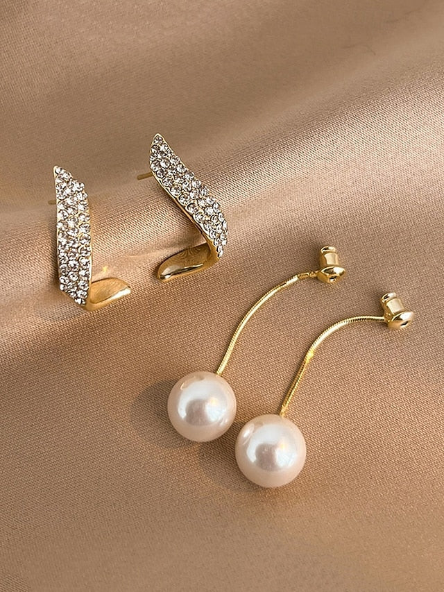 Gold-Plated Crystal – with Elegant Detailing Pearl Earrings
